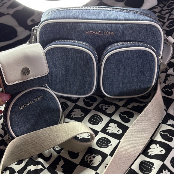 Michael Kors Denim and White Belt Bag Set - Picture 1 of 9